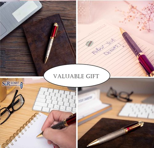 S&R Somit Fancy Pen Bundle of Golden Rose and Red Gold with Gift Boxes Valuable Luxury Pen for Business and Office, Executive Gift - Special Engraving & Led Decorative Box