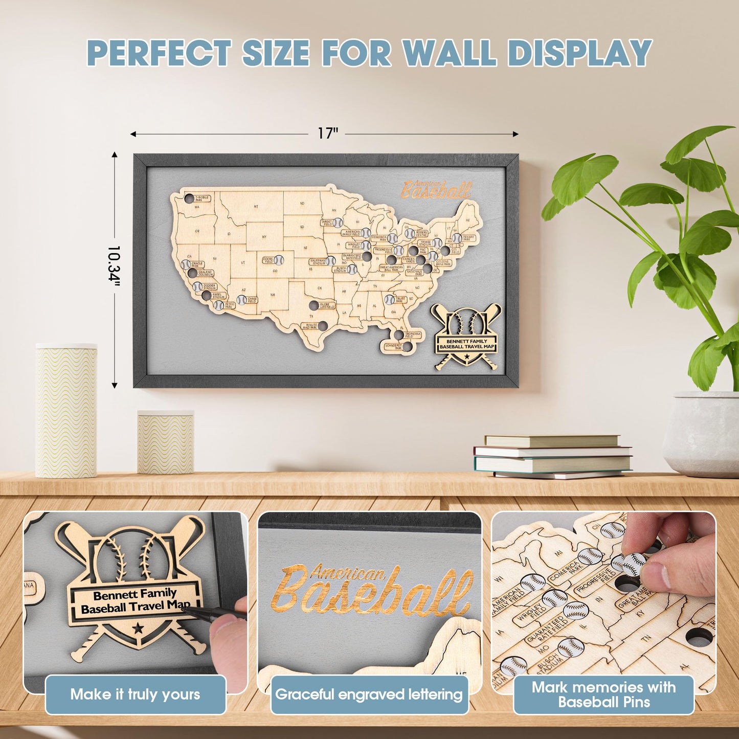 Luoyadee Baseball Stadium Map Tracker, Baseball Parks Visited Map, Major League Ballparks Stadium Tracker Checklist, Fathers Day Valentines Christmas Gifts for Dad Boyfriend Husband Daughter Son