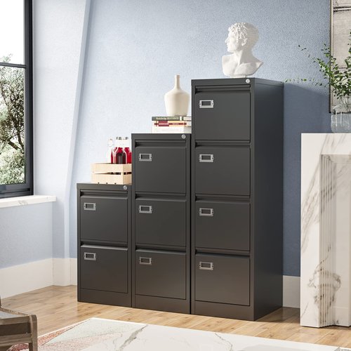 Anxxsu 4 Drawer File Cabinet, Filing Cabinets for Home Office, Metal Vertical File Storage Cabinet with Lock, Locking File Cabinet for A4 Legal/Letter, 15" W x 17.7" D x 50.1" H, Assembly Required