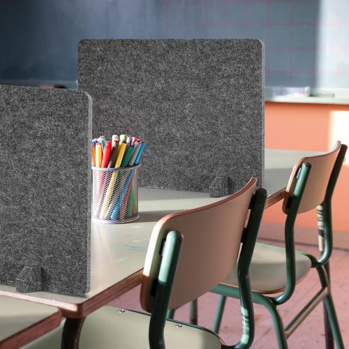 AMUSIGHT 2 Pack Acoustic Desk Dividers - 24" x 20" Freestanding Privacy Panels Set with Noise - Reducing Design Cubicle Sound Proof, Ideal for Office, Classroom, and Home (Dark Gray)