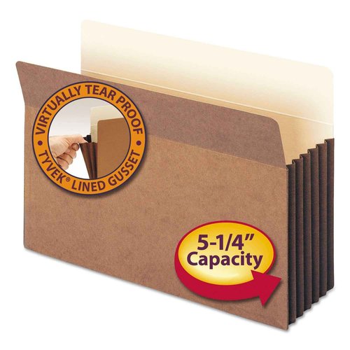 Smead File Pocket, Straight-Cut Tab, 5-1/4" Expansion, Legal Size, Redrope, 10 per Box (74274)