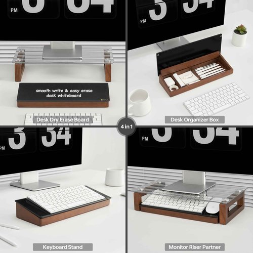 Yeoux Office Essential - Desktop Black Glass Whiteboard Combination