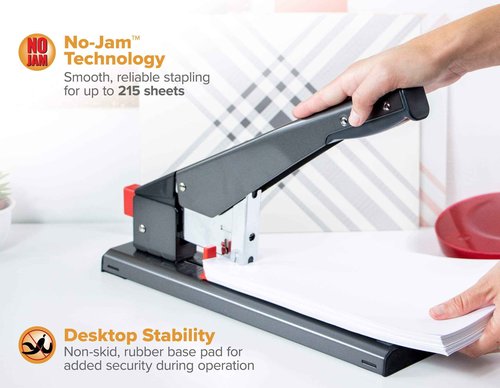 Bostitch Office Heavy Duty Stapler, 215 Sheet Capacity, Jam-Free, Easy Reload, Black (00540)