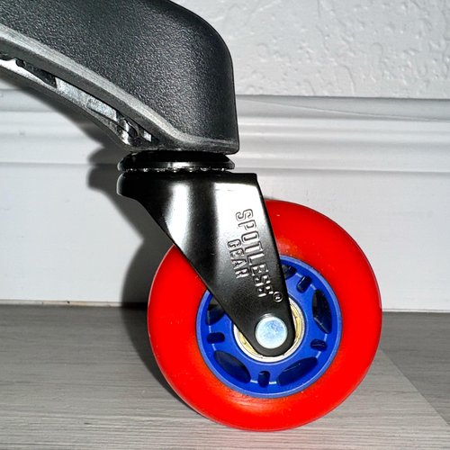 SPOTLESS GEAR Roller blade Office Chair Wheels for Gaming Chair, 3 inch Replacement Rubber Casters for Hardwood Floors & Carpet, Ultra Smooth & Quiet Heavy Duty Desk Chair Wheels, Set of 5 (Red Blaze)