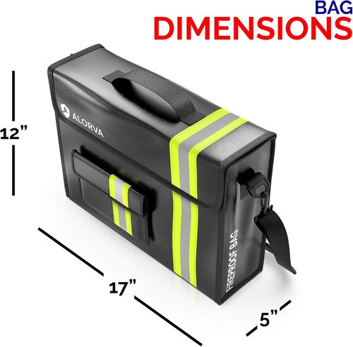 Fireproof & Waterproof Document Bag by Upgraded - Lockable 17”x 12”x 5” with Wallet Protector | Reflective for Easy Night Visibility