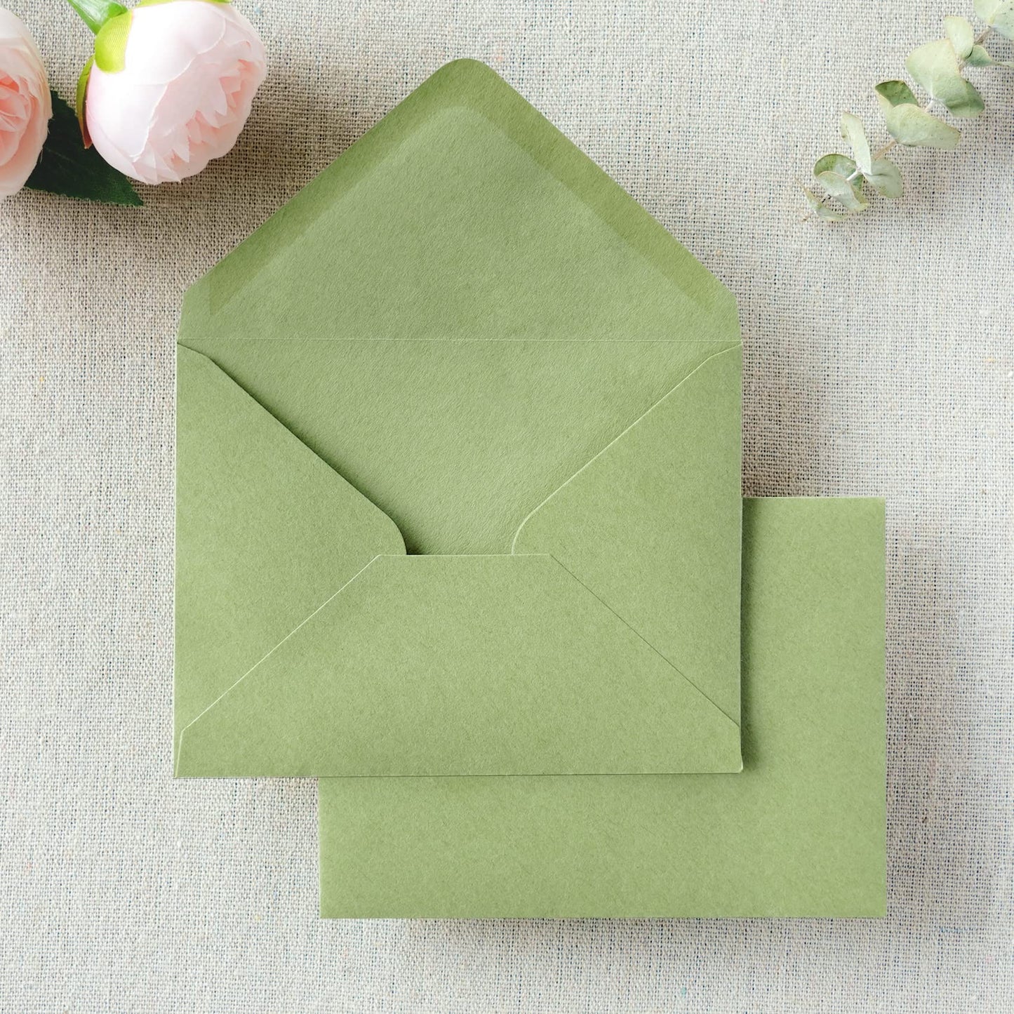 PONATIA 50 Pack A1 Envelopes, 3.62 x 5.2'' Sage Green Envelopes Perfect for RSVP Cards, Christmas Gift Cards Envelope, Baby Showers, Thank You Notes and any 3.5x5" inserts