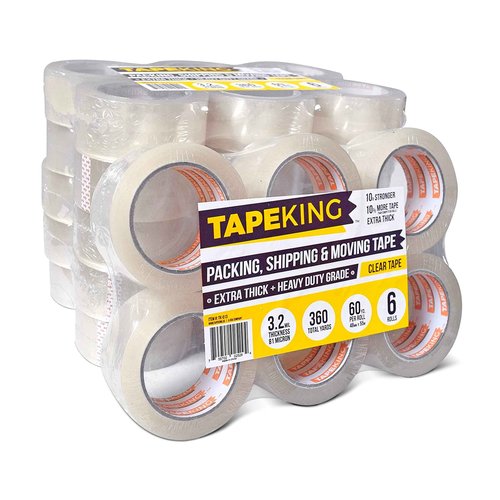 Tape King Clear Packing Tape Super Thick - 60 Yards Per Roll (Case of 36 Rolls) - Strong 3.2mil, Heavy Duty Adhesive Commercial Depot Tape for Moving, Sealing, Packaging Shipping, Office & Storage