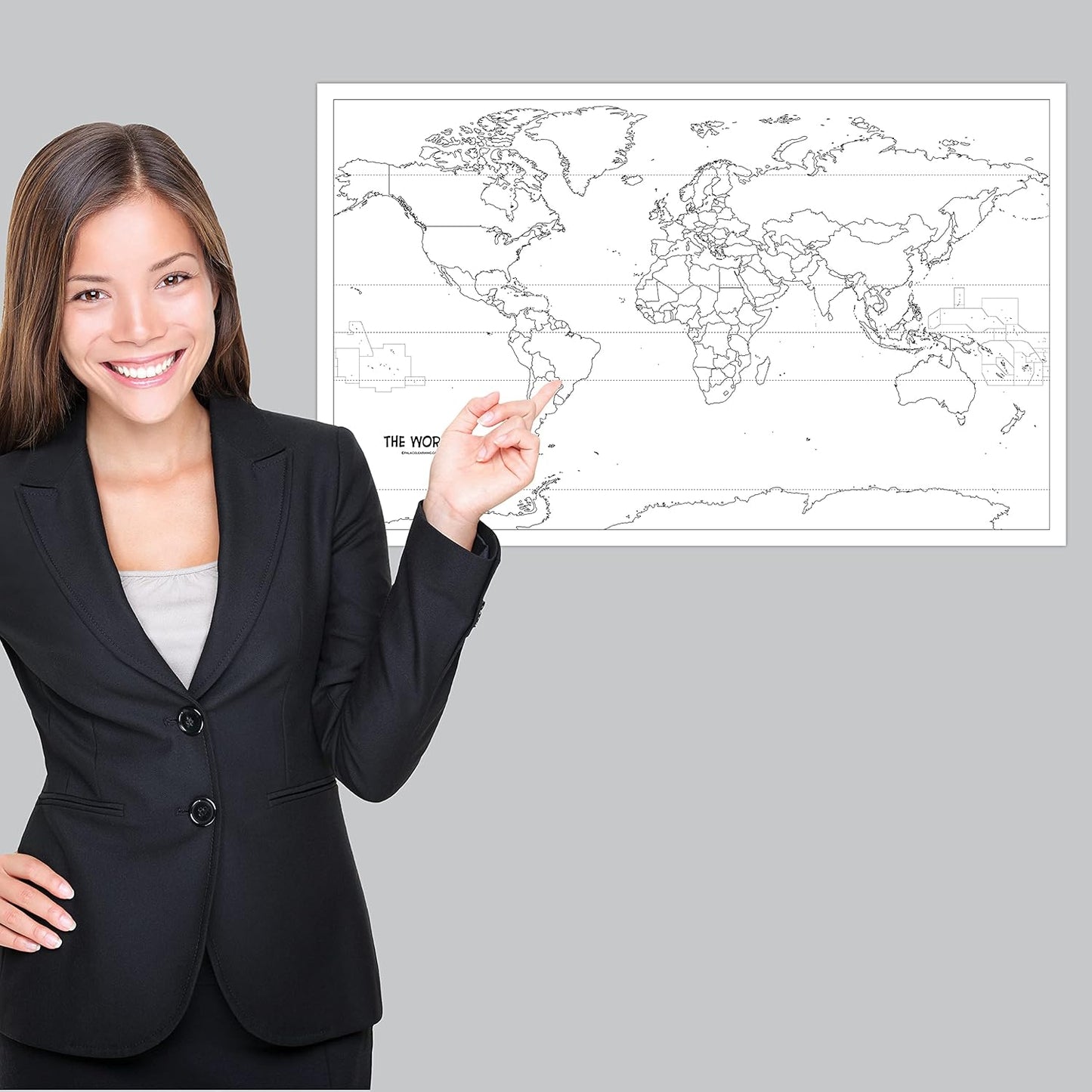 USA & World Map Blank Outline Posters by [Brand Name] - Laminated, 18" x 29" for Kids | Simplified USA Map