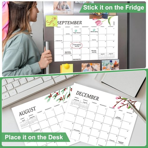 Calendar 2025-2026, Magnetic Calendar for Refrigerator – Fridge Calendars from July 2025 to December 2026, 15"x12", Greenery Design, Thick Paper, Easy Organizing for Kitchen & Home & Office