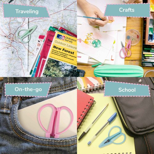 JubileeYarn Tiny Traveler Scissors - Portable Mini Airplane Snips - Beach Glass, Sea Pink, Aqua Haze - 30 Total Scissors