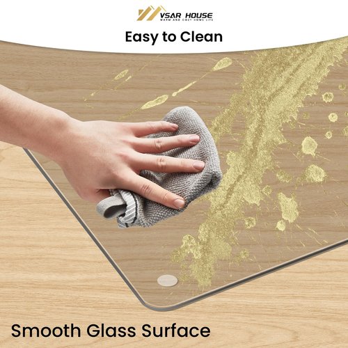VSAR House 55"x46" Tempered Glass Chair Mat, Heavy Duty Glass Office Floor Mat for Carpet or Hardwood Floors, with Non-Slip Pads, Round Corner and Polished Edge, Effortless Rolling, Thick 1/5"