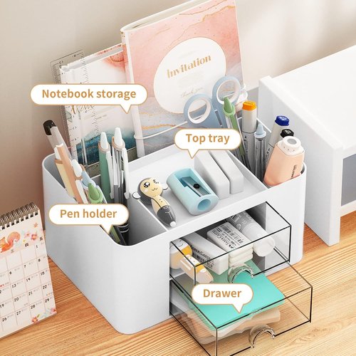 Marbrasse 6-Tier Paper Organizer | Letter Tray & Pen Holder with 2 Drawers - Stylish Office Storage