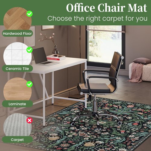 Office Chair Mat for Hardwood Floor & Tile Floor,48"X 60" Heavy Duty Desk Chair Mat for Hard Floors, Under Desk Rug for Rolling Computer Chair,Anti Slip,Low Pile Carpet Floor Protector-Green Grass