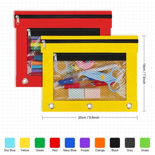 IKAYAS 100 Pack Pencil Pouch for 3 Ring Binder bulk Binder Pencil Pouch with Zipper, Pencil Pouches Pencil Bags for Classroom bulk Pencil Box Pencil Case for Storing School Students Teacher Supplies