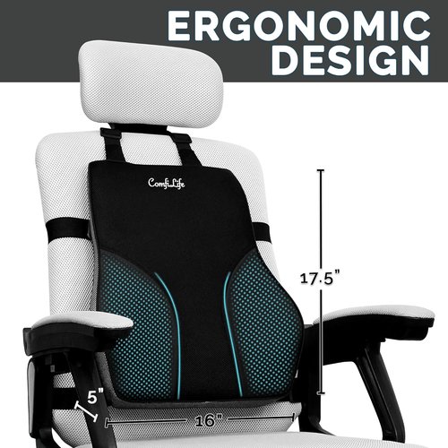 ComfiLife Lumbar Pillow & Foot Rest Bundle - Ergonomic Lumbar Support & Under Desk Foot Rest for Back Pain Relief