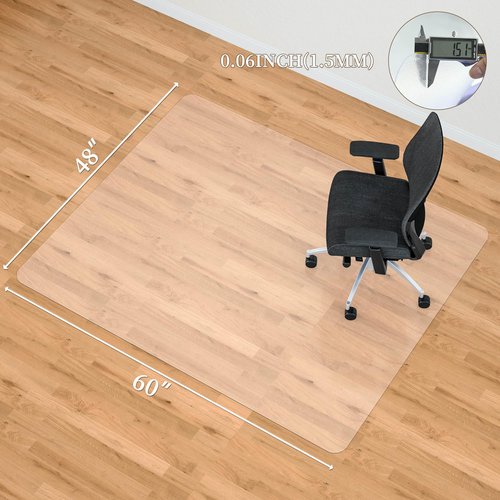 Naturei Large Chair Mat for Hard Floors, 48” x 60” Clear Floor Protector Mat, Easy Rolling Desk Chair Mats for Hardwood, Easy to Clean (Rectangle)
