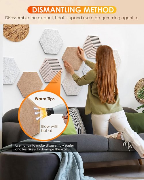 Hexagon Cork Boards - 10 Pack Bulletin Board Tiles with 50 Pins | Minimalist Wall Decor for Home & Office