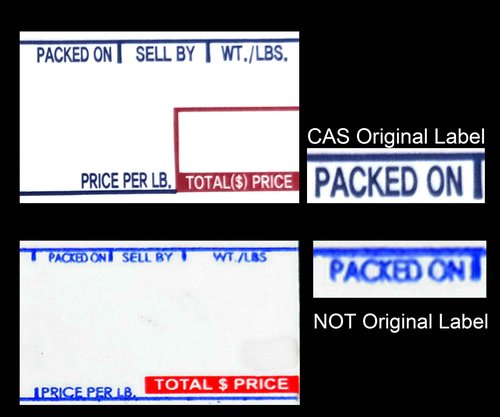 CAS LST-8020 Printing Scale Label, 58 x 60 mm, UPC/Ingredients 12 rolls of 500 labels