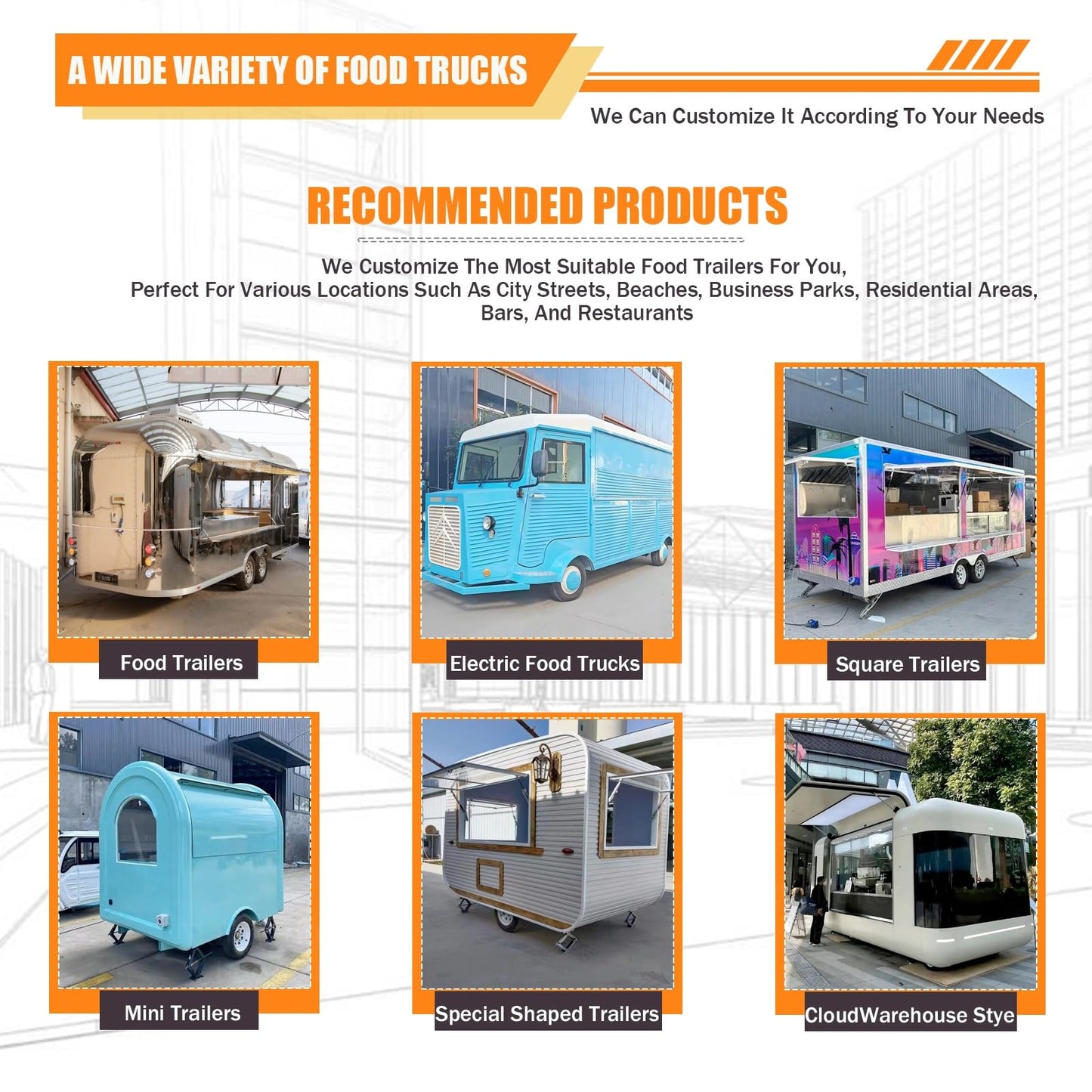 Food Trailers for Sale, Custom Mobile Food Truck & Snack Cart Combo, Commercial Catering Trailer for Burger, BBQ & Street Food Business