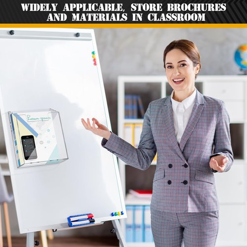 Thyle 2 Pcs Acrylic Brochure Holders Suction Cup Display Racks Wall Window or Glass Mount Clear Organizer Brochure Hanging Pamphlet Holder for Flyer Magazine File Display Book(7.25" X 6.25" X 2")