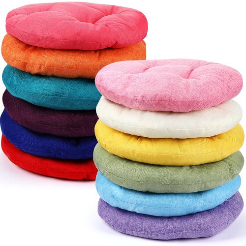 Geelin 12 Pcs 15.7 Inch Round Floor Seat Cushions Floor Pillow Color Linen Chair Pad for Kids Students School Classroom Tatami Car Office
