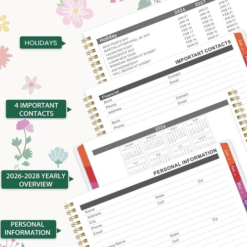 Monthly Planner 2026-2027 | 18-Month Calendar with Colorful Tabs & Back Pocket - 9" x 11"
