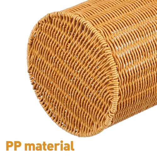 Cabilock Weave Waste Basket with Lid, PP Waste Paper Bin, Rubbish Basket Trash Can for Bedroom Bathroom Office Home