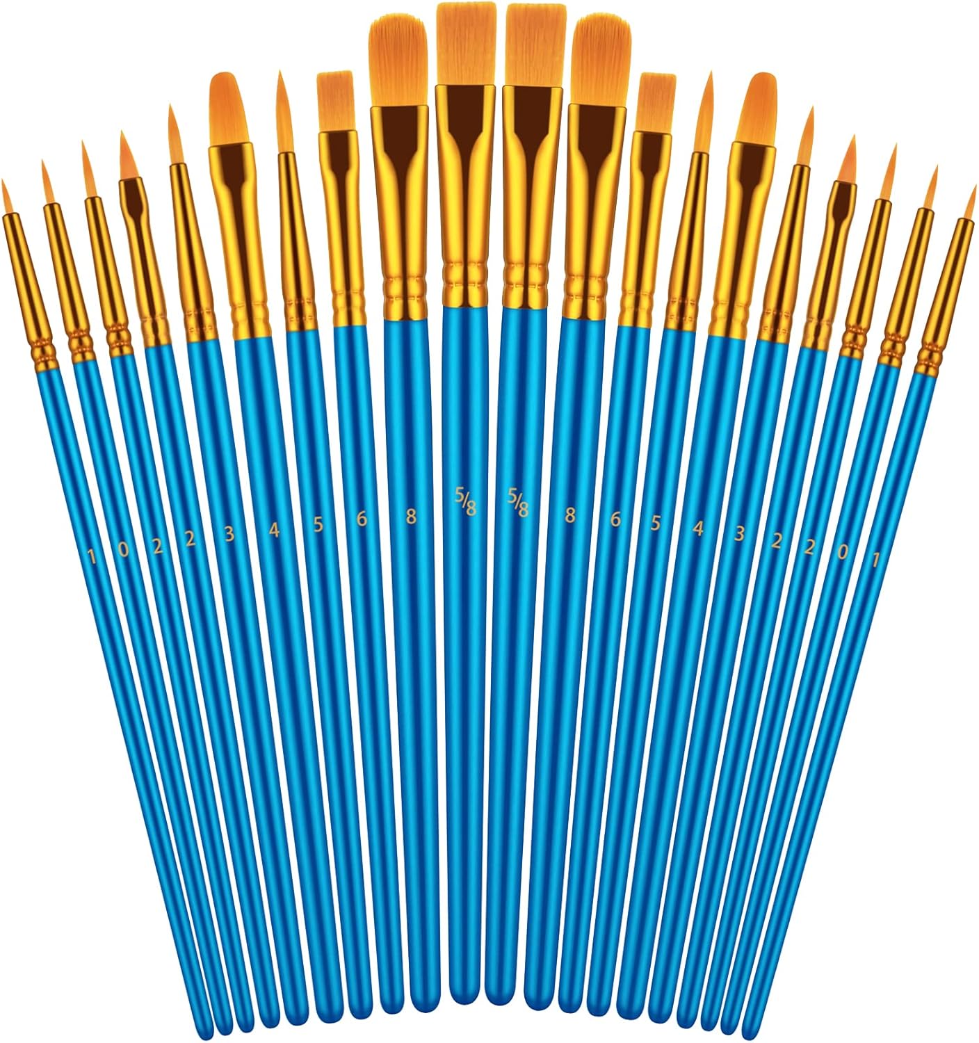 Skiennix Paint Brushes Set - 20 Pcs Artist Brushes for Acrylic, Oil & Watercolor Painting | Blue