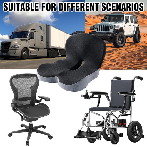dunlips Memory Foam Seat Cushion for Truck Drivers & Office Chairs – Ergonomic Seat Cushion for Back, Tailbone & Sciatica Pain Relief, Pressure Relief Pad for Long Sitting, Car Seat & Desk Chair Use