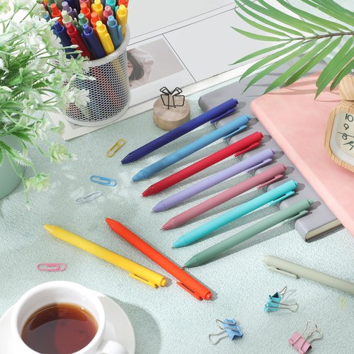 Crtiin 50 Pcs Gel Ink Pens Bulk Black Ink, Smooth Writing Cute Colorful Pens for Back to School First Day of School Teacher Student Server Office Supplies Staff Party Favor Gifts(Rainbow Colors)