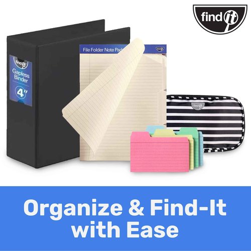 Find It File Folder Notepad - Pack of 72-9.5 x 12.5 Inch Notebook Organizer Folders for Filing, Document, and Clipboard Organization - Rainbow