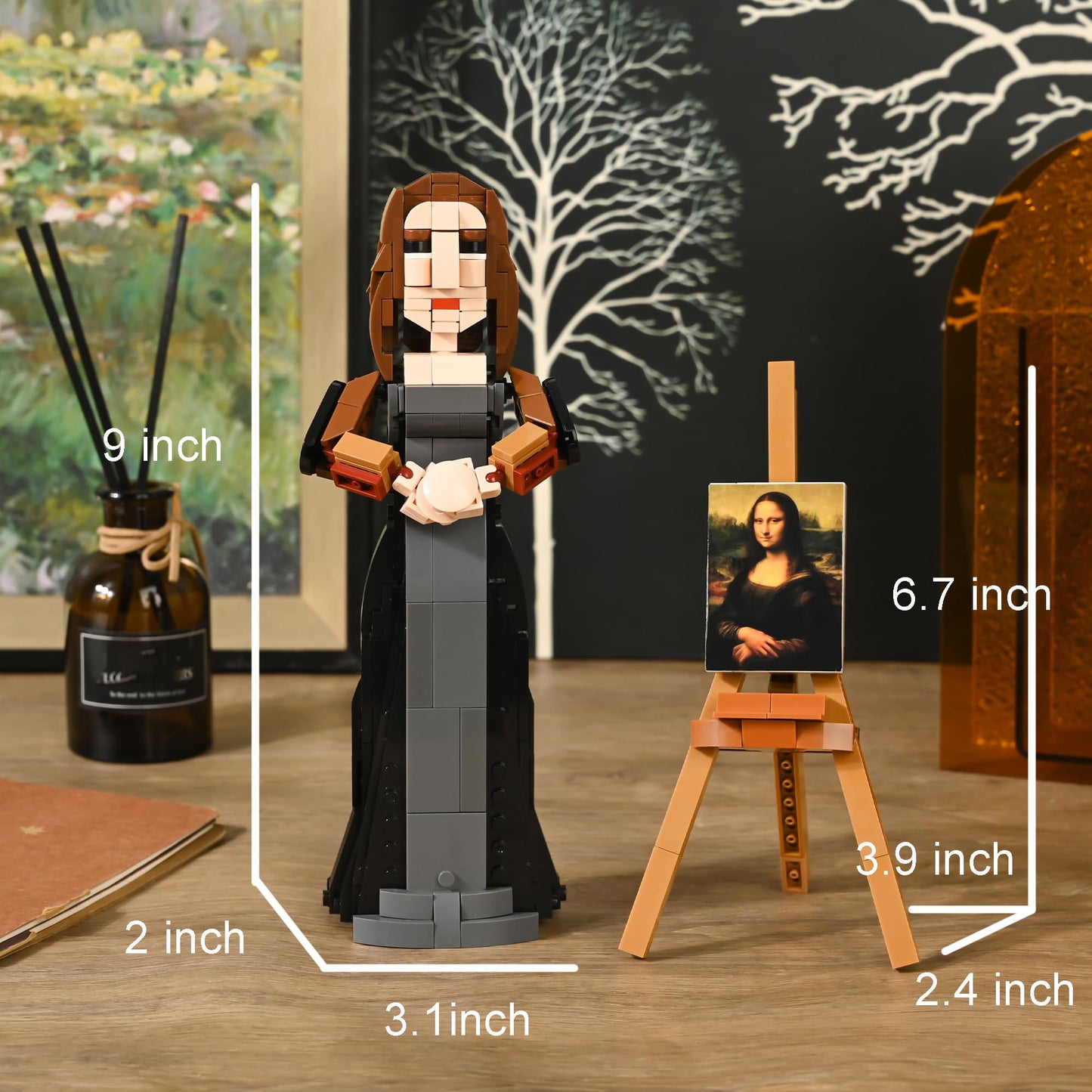 LUXEBLOCKS Mona Lisa-Inspired Art Building Set - 311PCS Bricks Artistic 3D Sculpture Kit with Customisable Stickers, Advanced Display Model for Home & Office - Creative Gift for Adult Art Enthusiasts
