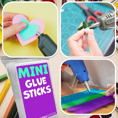 Buena Goods 200 Pack Mini Hot Glue Sticks for Mini Hot Glue Guns - 4" x 0.27" - Bond and Craft on Metal, Paper, Glass, Wood, and More - Quick Drying and Transparent Sticks Bulk