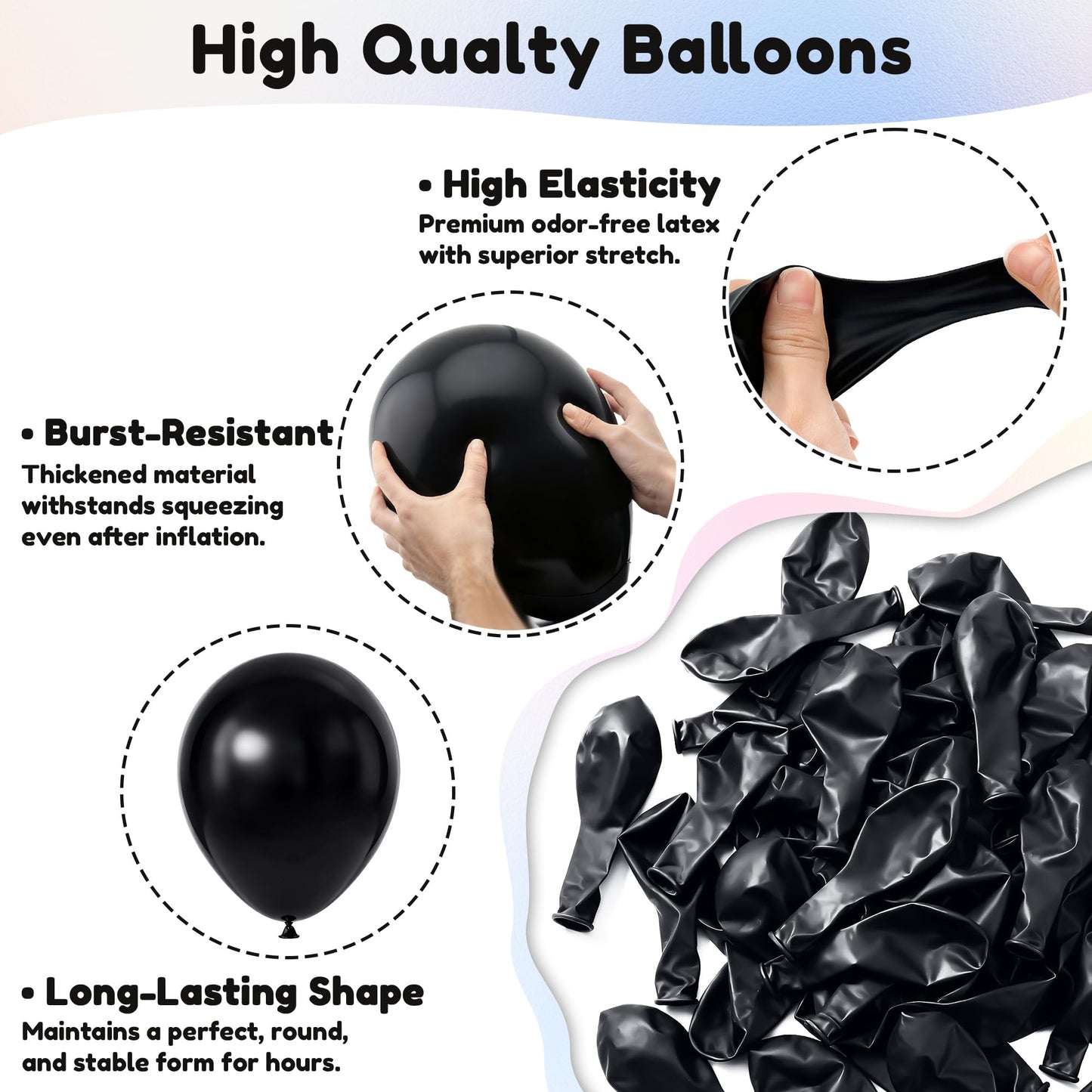 Golden Party Black Balloons, 50 PCS 12 inch Latex Party Balloons