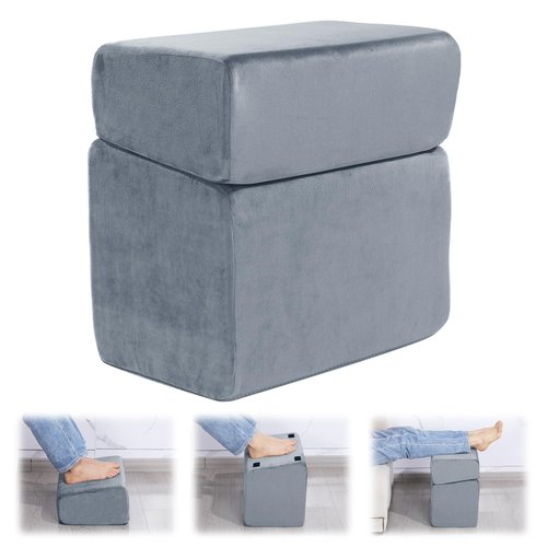 MABOZOO Foot Rest Under Desk, 3 Adjustable Height Foot Rest with High-Density Foam Ergonomic Design Foot Stool with Removable and Washable Cover for Office Home Travel - Gray