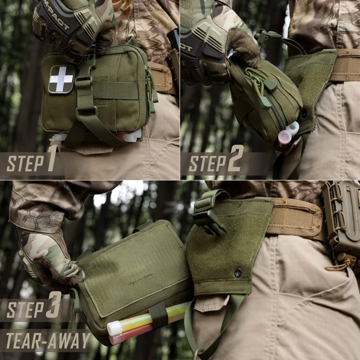 LIVANS Tactical IFAK Pouch, Rip Away Molle First Aid Bag Tear-Away Medical Pouch Emergency EMT Bag for Travel Outdoor Hiking(Pouch Only, First Aid Kits NOT Included)