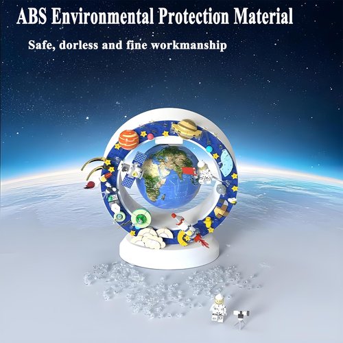 Floating Globe With Led Light-With Building Blocks For Children,Levitating Rotating 360 Degree In The Air,Cool Tech Gift For Kids, Birthday Gifts For Men,Desk Gadget Decor in Office Home