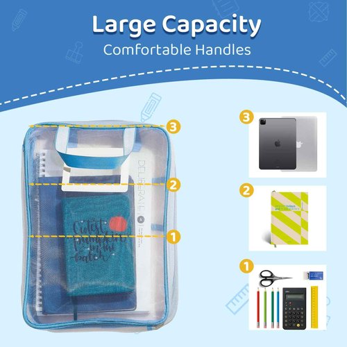 ZingZaak Mesh Bags with Zipper, Document Bags with Zipper,Triple-Layer L-Shaped Opening, A4,Mesh Zipper Pouches, Label Area,4-pcs
