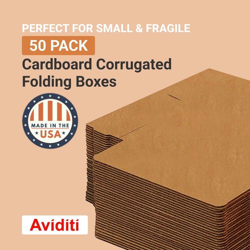 AVIDITI Shipping Boxes Small 8"L x 8"W x 3"H, 50-Pack | Corrugated Cardboard Box for Packing, Moving and Storage 8x8x3 883