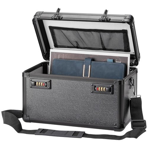 LOCKCURX Lockable Storage Box - Medicine Box Organizer with Combination Code, Lock Boxes for Personal Items, Childproof Phone Lockbox for Home/Office/School Storage Lockers, 15.1x9.4x8.7 Inch, Black