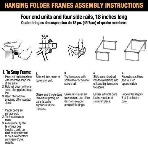 Officemate Hanging File Frame, Letter Size, Adjustable 14 to 18-Inches, 2 Count (Pack of 1),Silver, 91990