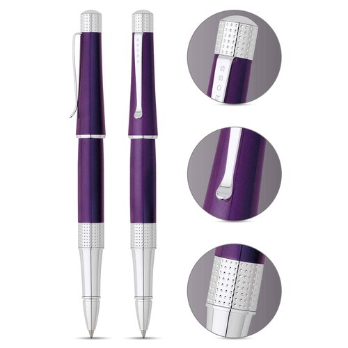 Cross Beverly Refillable Gel Ink Rollerball Pen, Medium Rollerball, Includes Premium Gift Box - Purple Lacquer