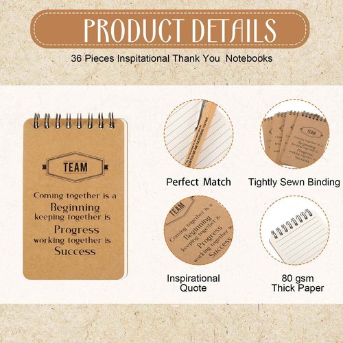 Fulmoon 108 Pcs Employee Appreciation Gifts Set Team Gifts Includes 36 Spiral Notebooks 36 Retractable Pen 36 Organza Bags Going Away Retirement Graduation Gift for Team Member Coworker Staff
