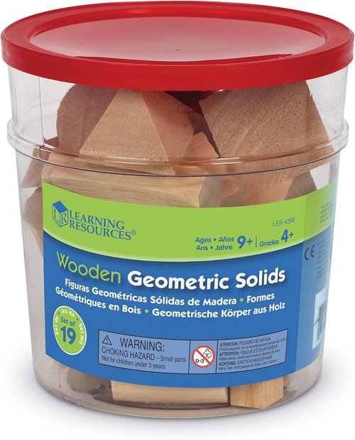 Learning Resources Wooden Geometric Solids - Montessori Shapes for Kids | Set of 19
