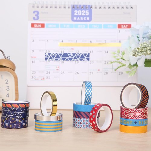 Mr. Pen Washi Tape Set - 15 Rolls of Metallic Foil in Assorted Sizes for Scrapbooking & Crafts