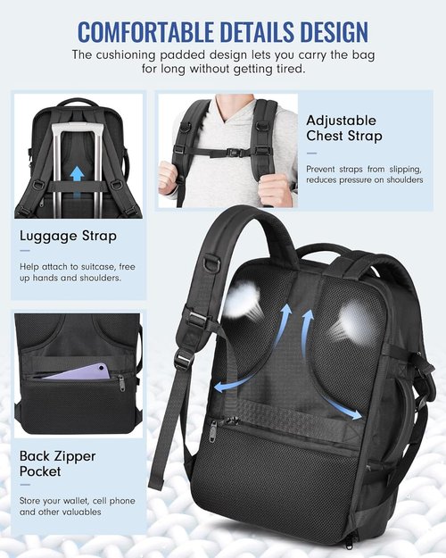 MATEIN Vacuum Backpack - Waterproof Underseat Carry-On with Compression Pump | Fits 17-Inch Laptop, Black