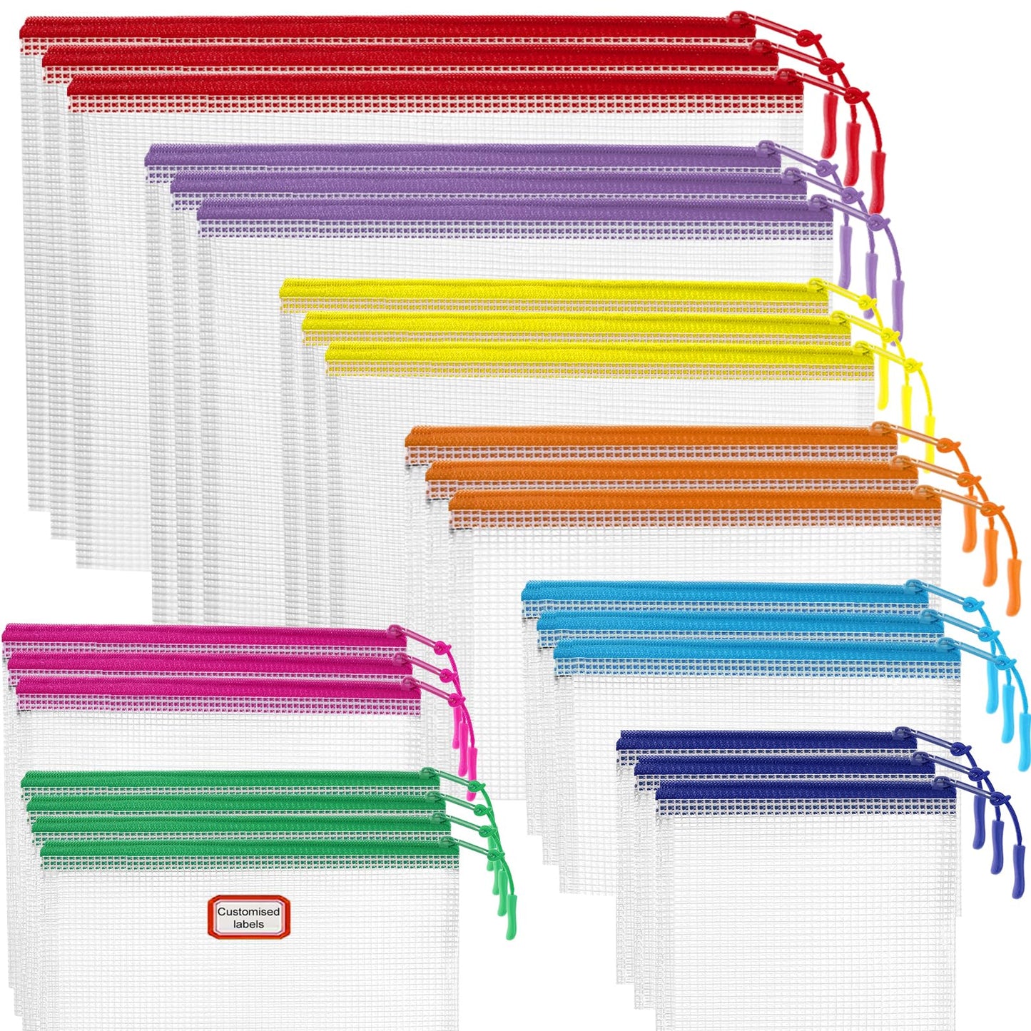 YOPCDJ 25pcs Mesh Zipper Pouch Bags for Organization,Toy Storage Bags,Clear Zipper Pouch Suitable for Travel,Classroom and Home