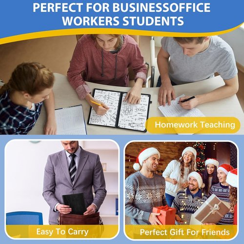 Feifeiya Portable 6-Sided Dry Erase Whiteboard Notebook - Anti-Ghosting Surface, 6"x9" (A5) for Travel & Study