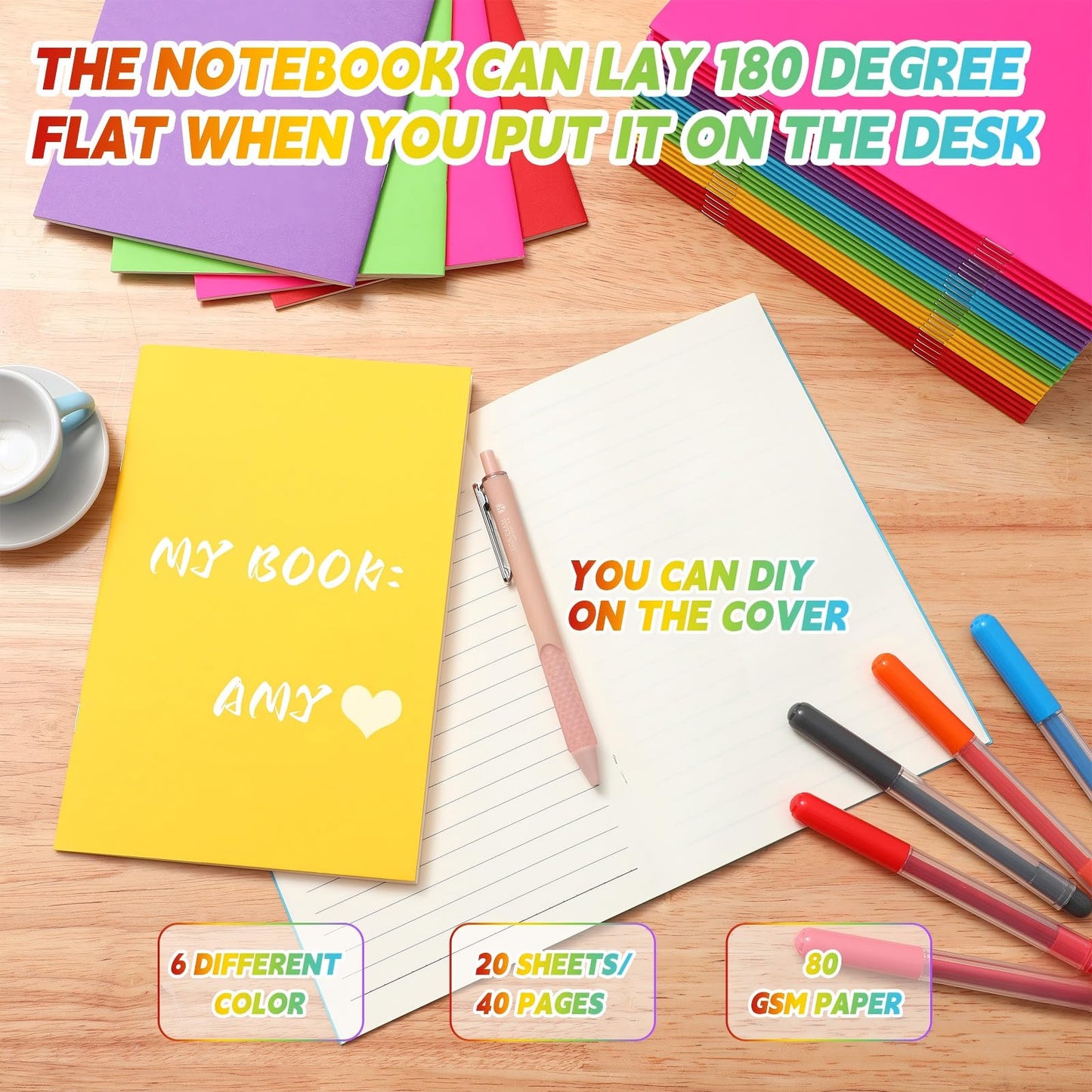 Gueevin 30 Pcs Blank Books to Write Stories Bulk Composition Notebooks Colorful Soft Cover Notebooks for Drawing Ruled Lined Journals Gift (Classic Colors)