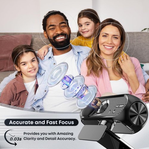 1080P HD Webcam - Noise-Cancelling Microphone & Privacy Cover | Wide-Angle Lens for Streaming